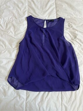 bebe Purple Sleeveless Sheer Top